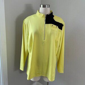 Jamie Sadock Womens Plus XXL Yellow Black 1/4 Zip Long Sleeve Golf Shirt Top